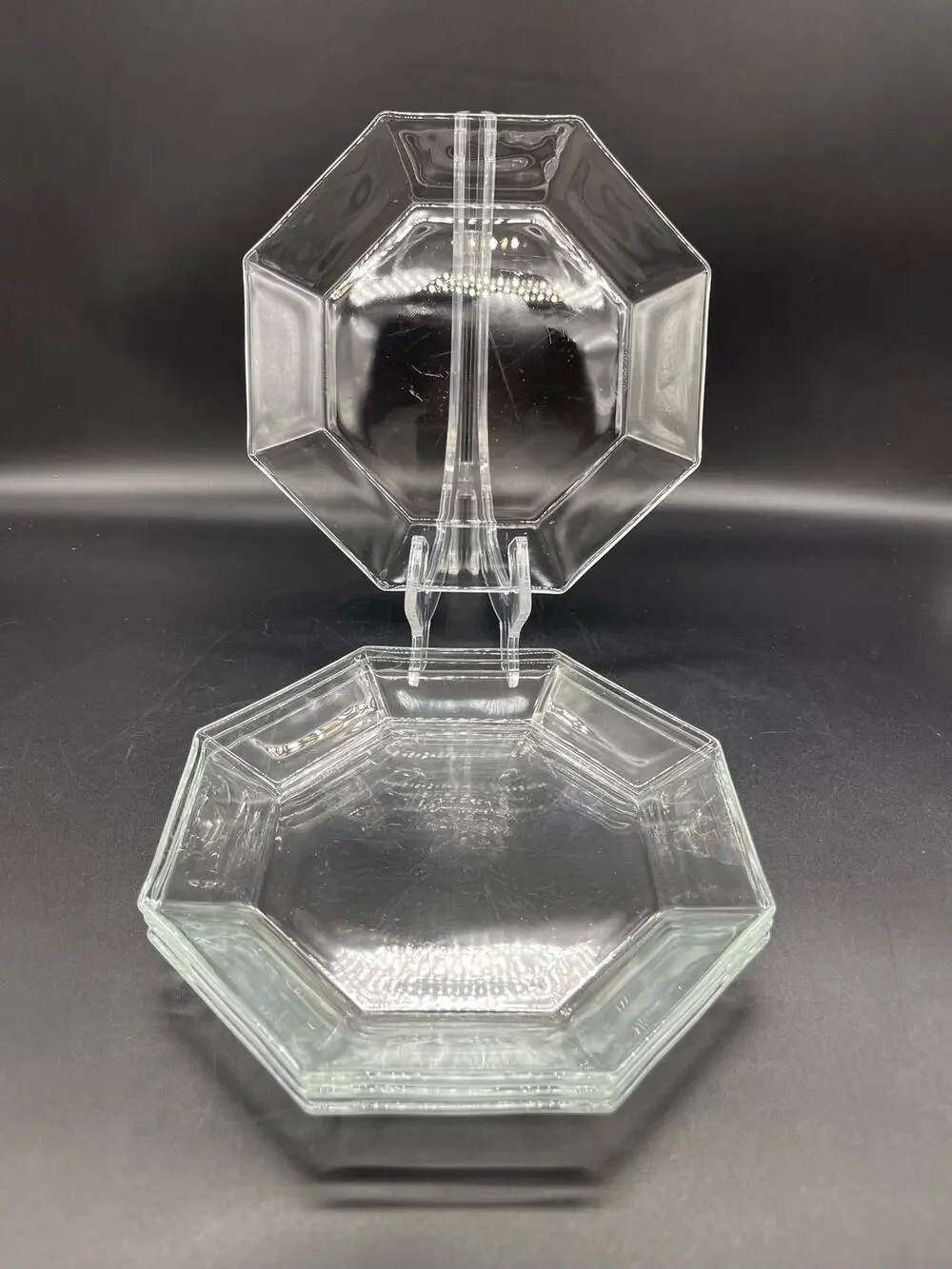 Arcoroc Octime Octagon Clear Glass Set of 4 Salad Plates 7